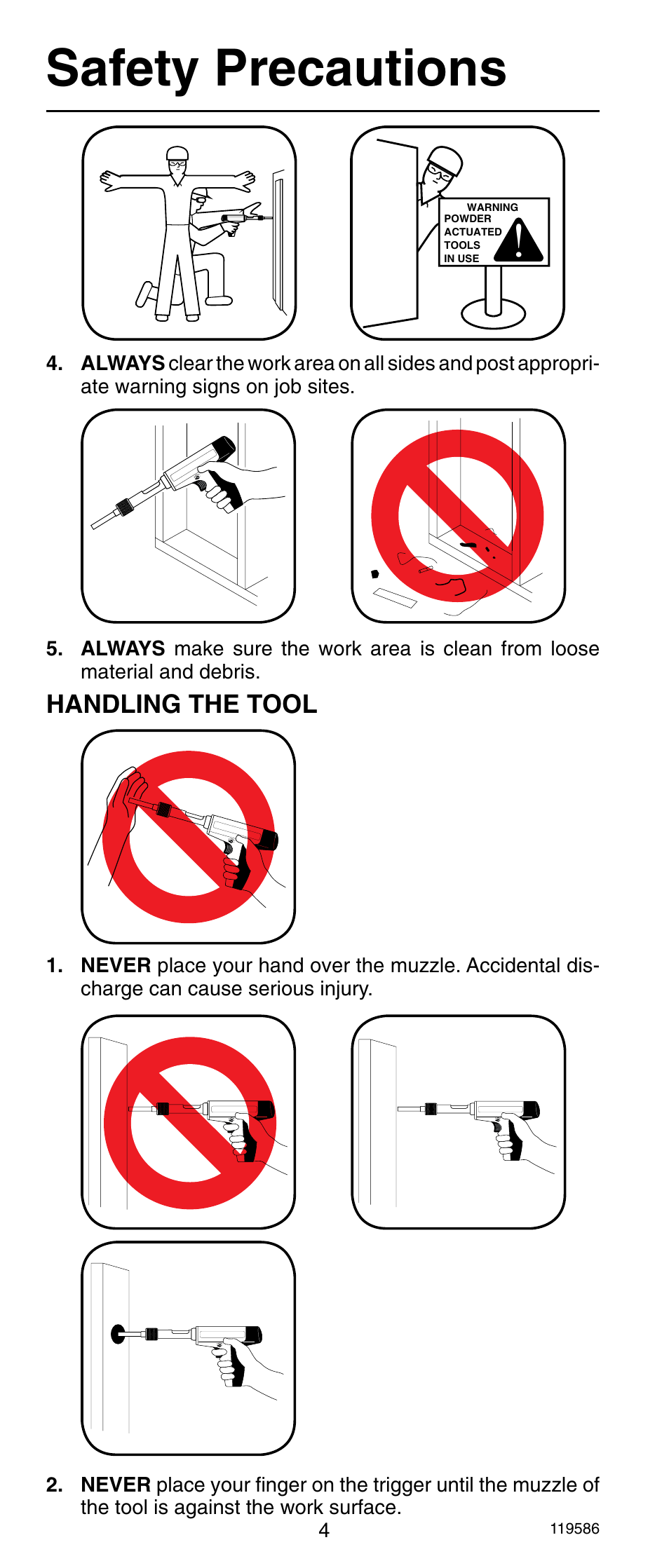 Safety precautions, Handling the tool | Remington r300 User Manual | Page 4 / 72