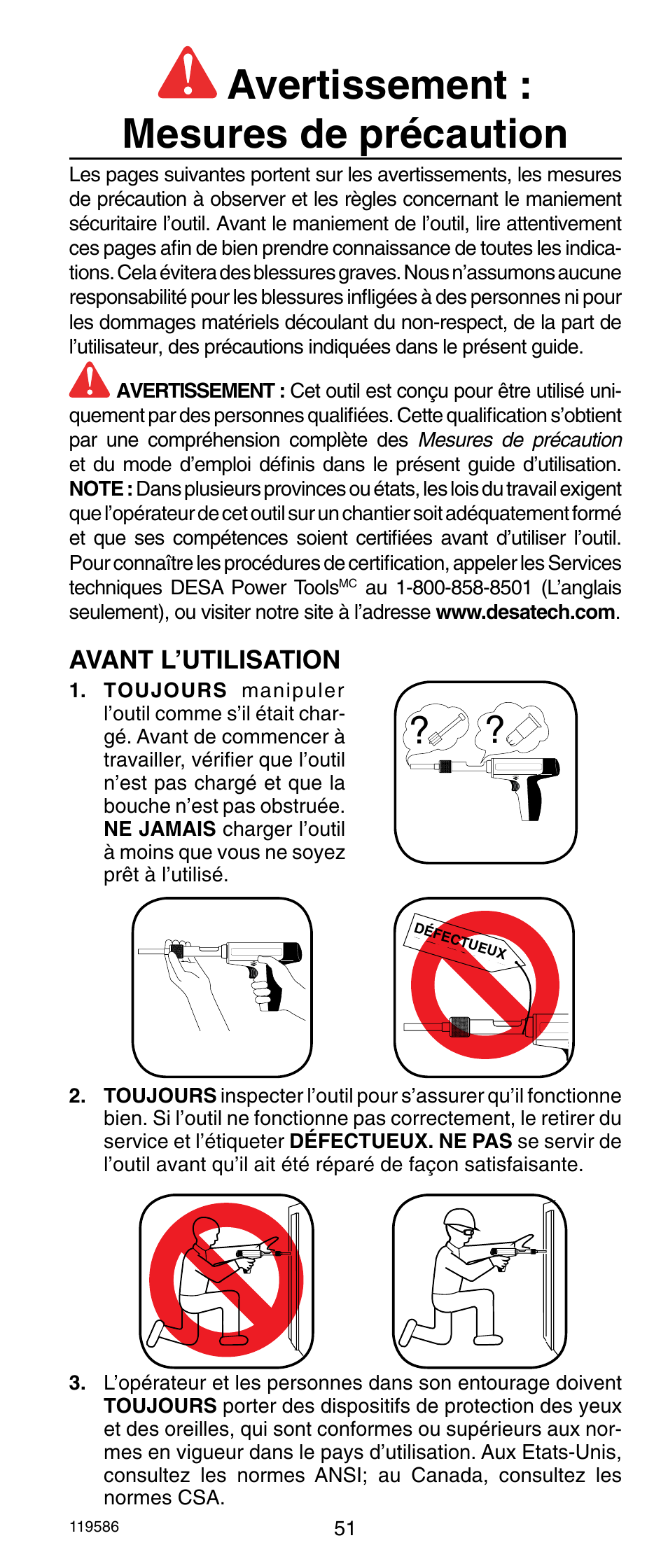 Avertissement : mesures de précaution, Avant l’utilisation | Remington r300 User Manual | Page 51 / 72