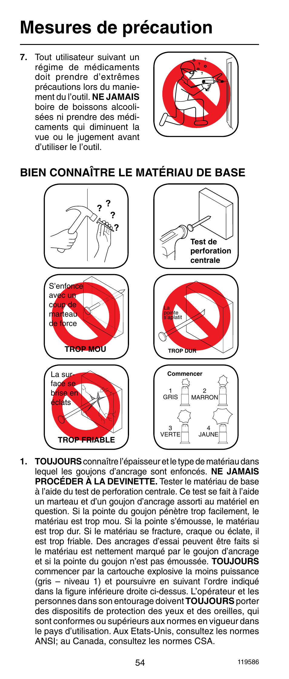 Mesures de précaution, Bien connaître le matériau de base | Remington r300 User Manual | Page 54 / 72