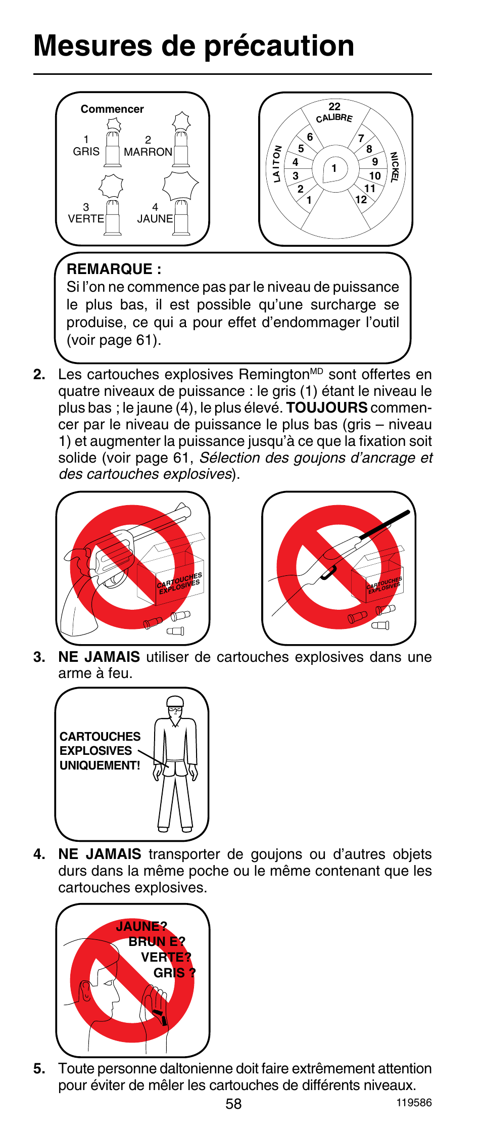 Mesures de précaution | Remington r300 User Manual | Page 58 / 72