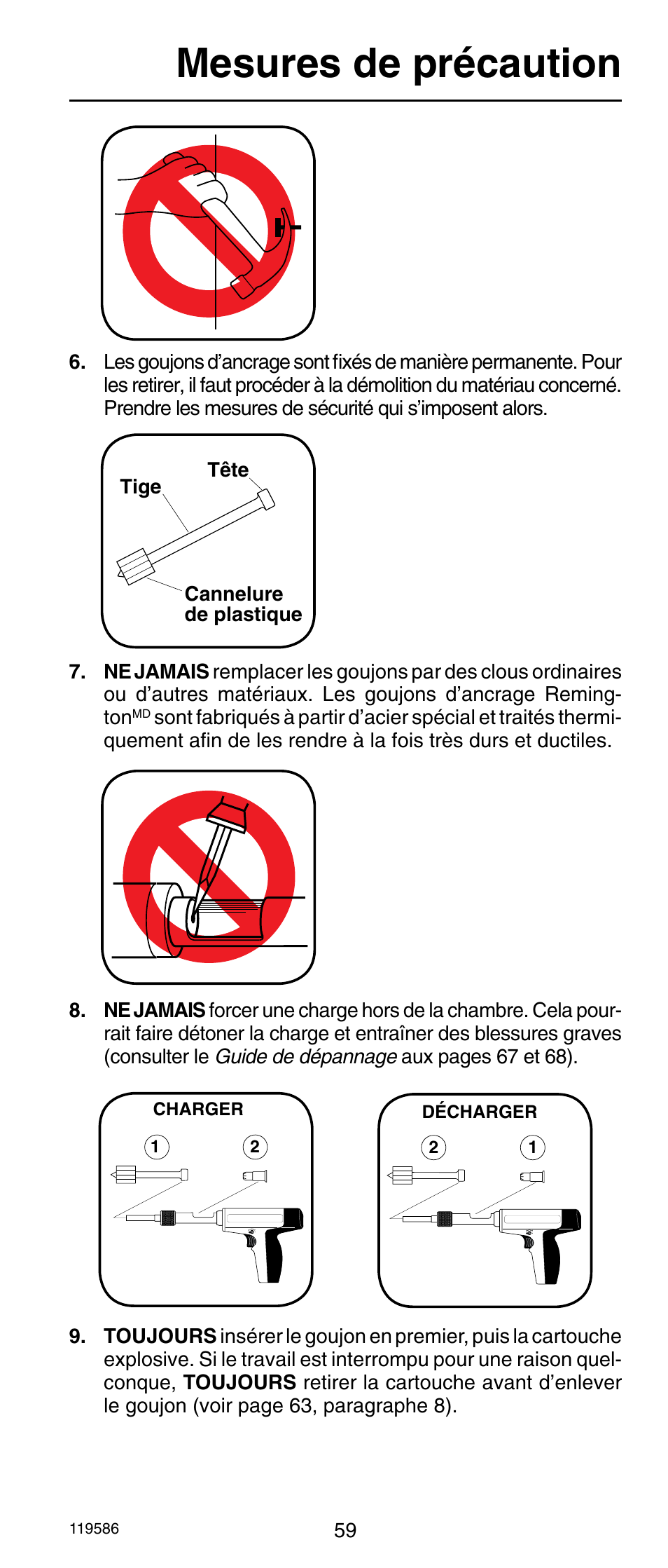 Mesures de précaution | Remington r300 User Manual | Page 59 / 72