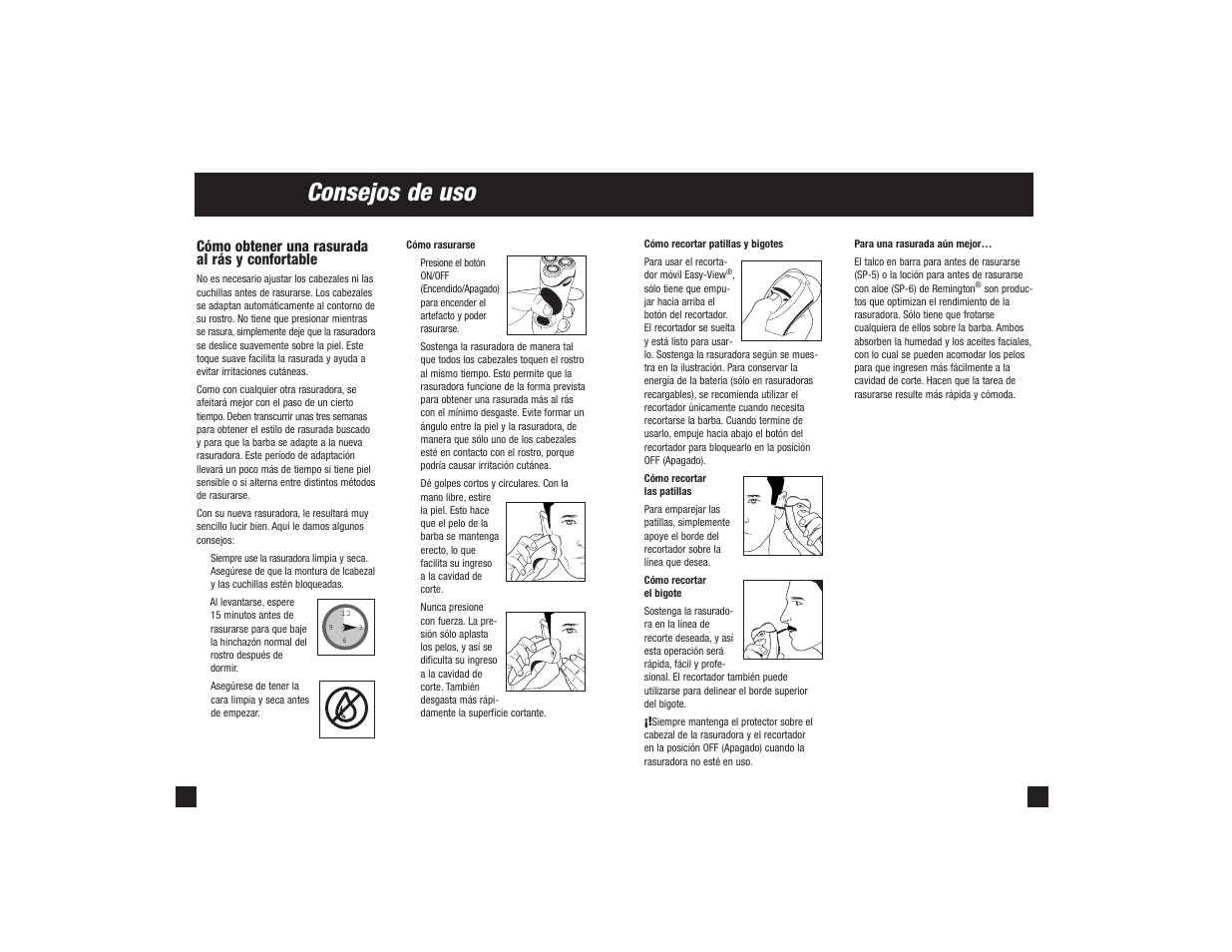 Consejos de uso, Cómo obtener una rasurada al rás y confortable | Remington R-9500 User Manual | Page 14 / 25