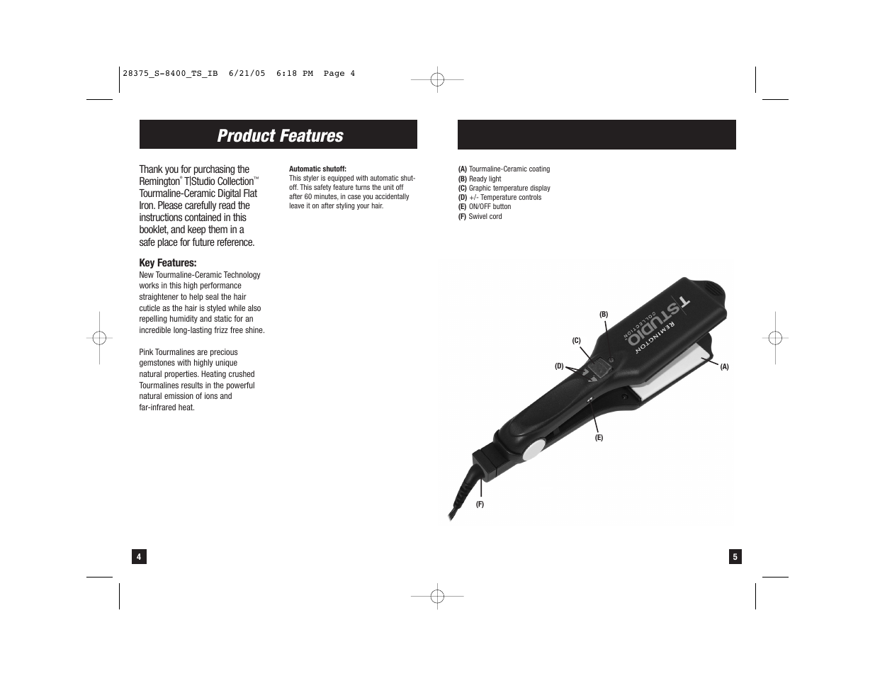 Product features | Remington S-8400 User Manual | Page 3 / 5