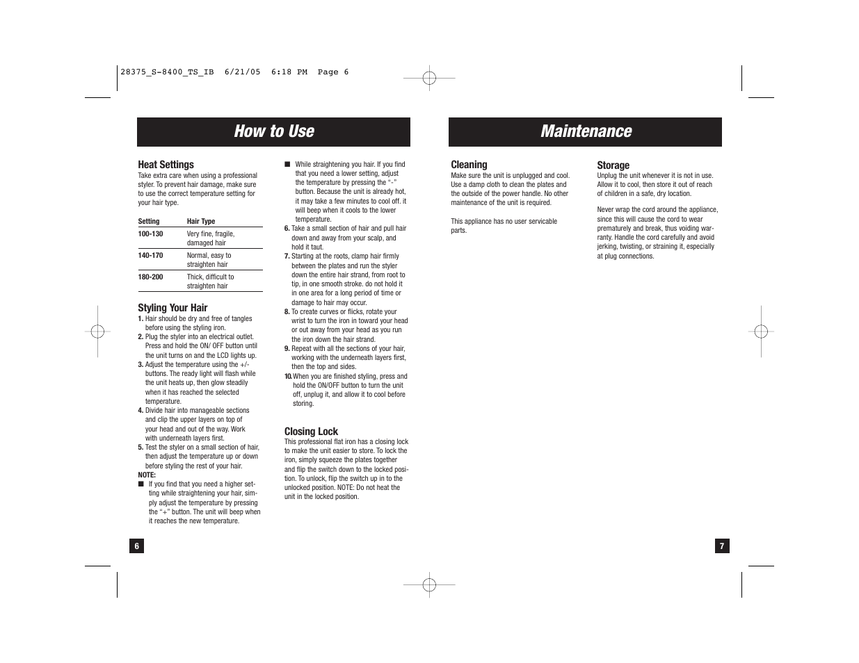 How to use, Maintenance | Remington S-8400 User Manual | Page 4 / 5