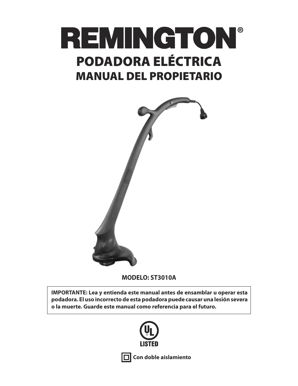 Podadora eléctrica, Manual del propietario | Remington ST3010A User Manual | Page 19 / 52