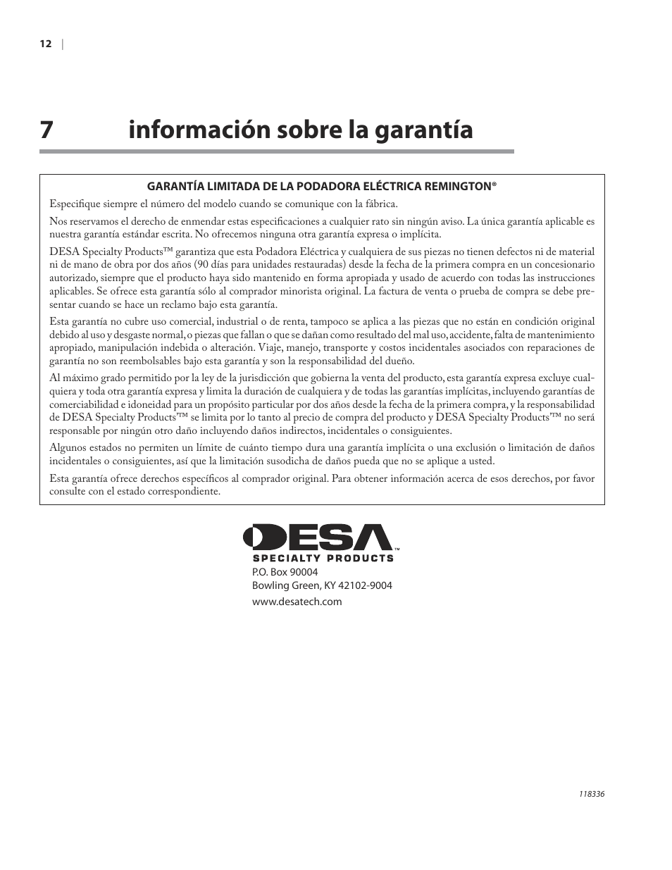 7información sobre la garantía | Remington ST3010A User Manual | Page 34 / 52