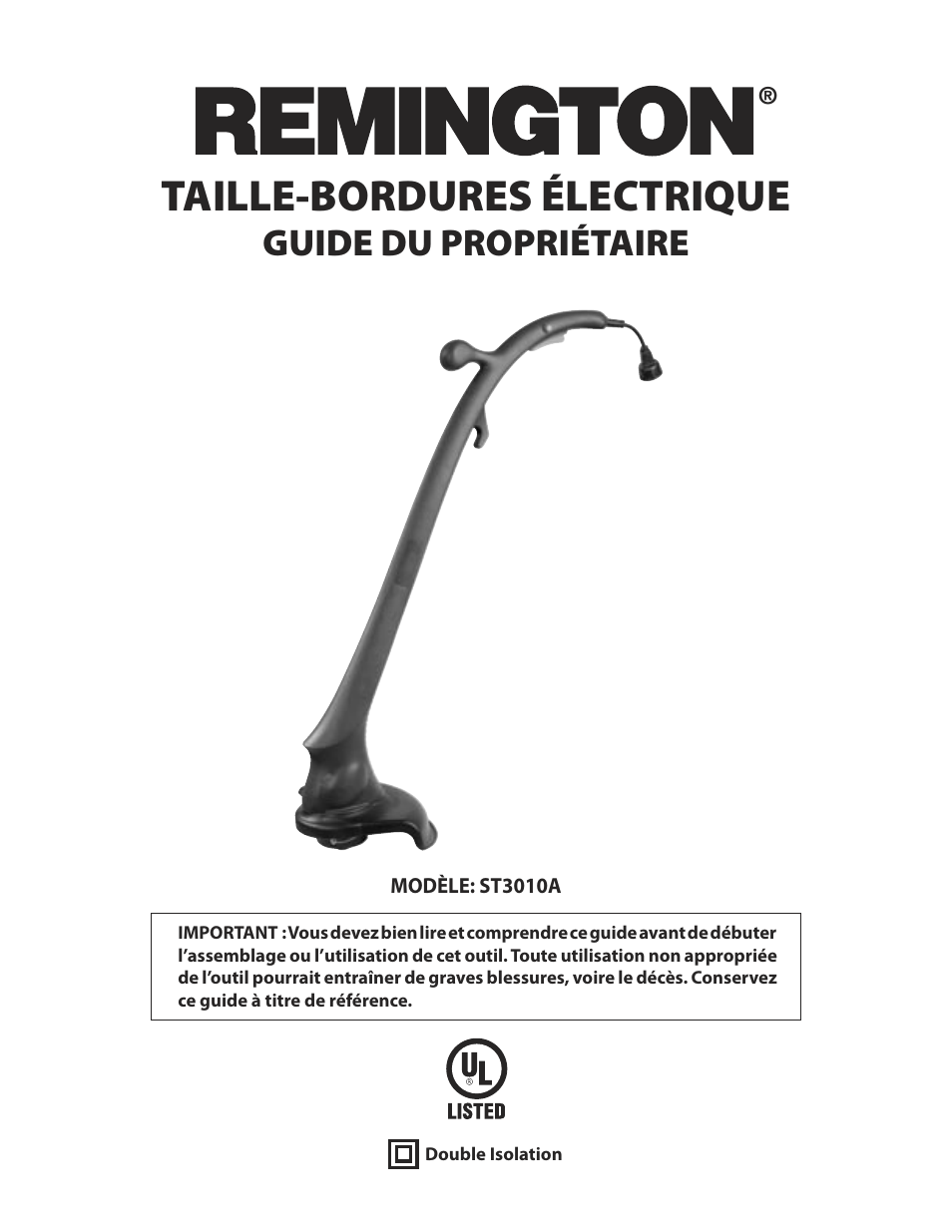 Taille-bordures électrique, Guide du propriétaire | Remington ST3010A User Manual | Page 35 / 52