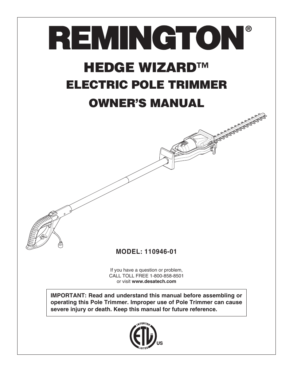Remington Hedge Wizard 110946-01 User Manual | 44 pages