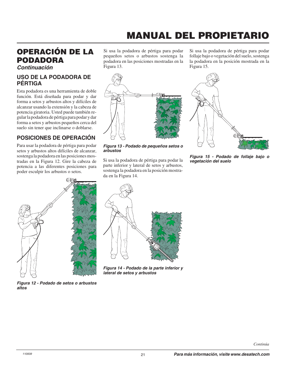Manual del propietario, Operación de la podadora | Remington Hedge Wizard 110946-01 User Manual | Page 21 / 44