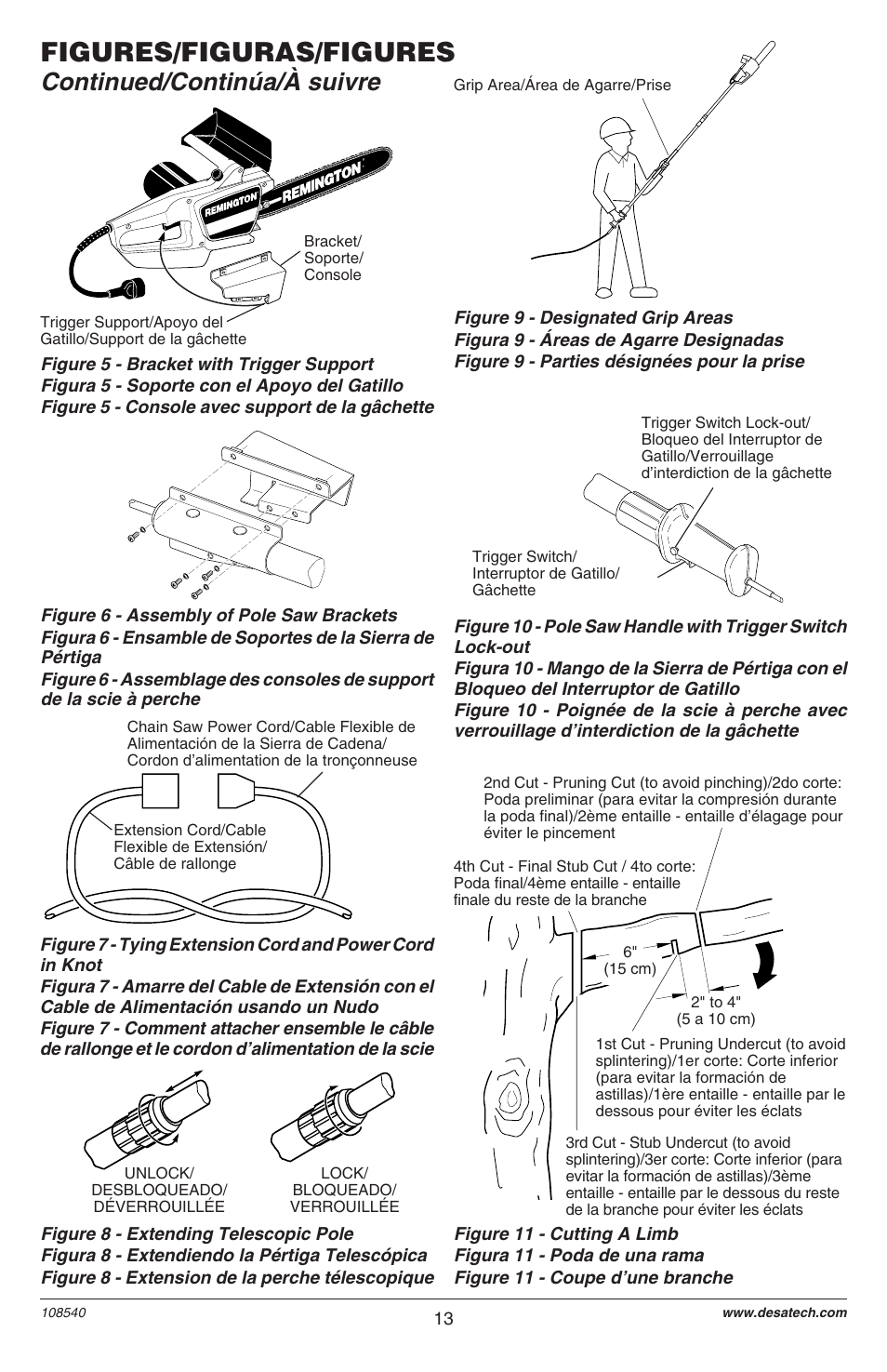 Figures/figuras/figures, Continued/continúa/à suivre | Remington 106821 User Manual | Page 13 / 28