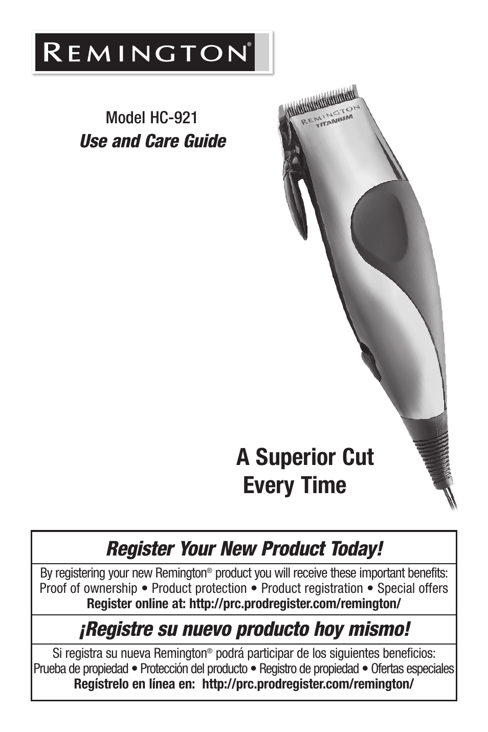 Remington HC-921 User Manual | 32 pages