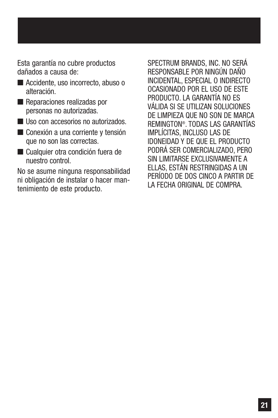 Remington HC-921 User Manual | Page 21 / 32