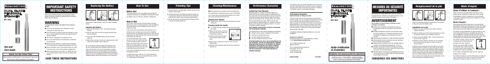 Remington MPT-3500 User Manual | 2 pages