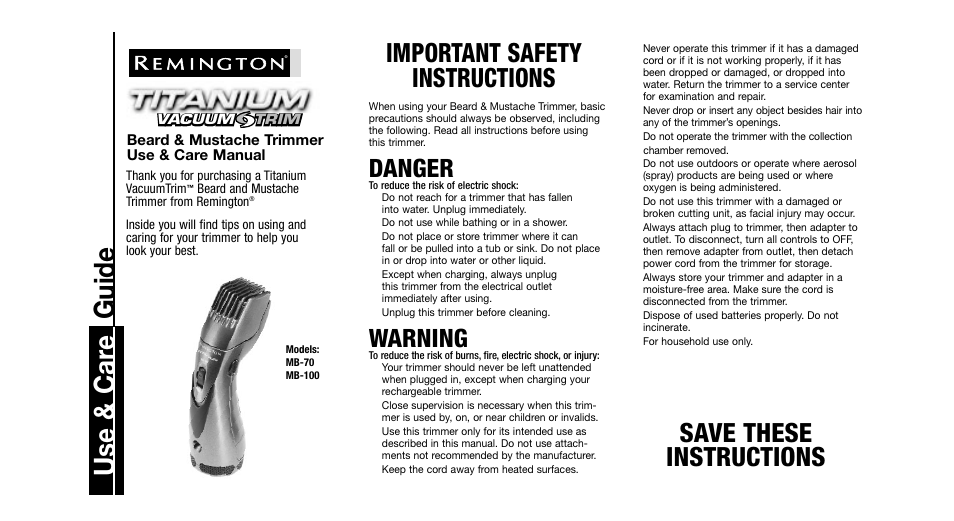 Remington MB-70 User Manual | 18 pages