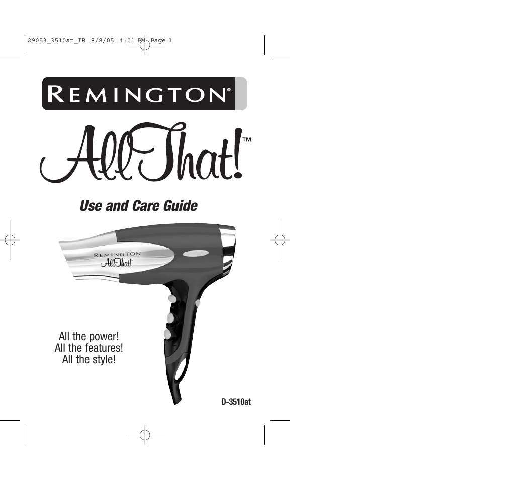 Remington D-3510at User Manual | 7 pages