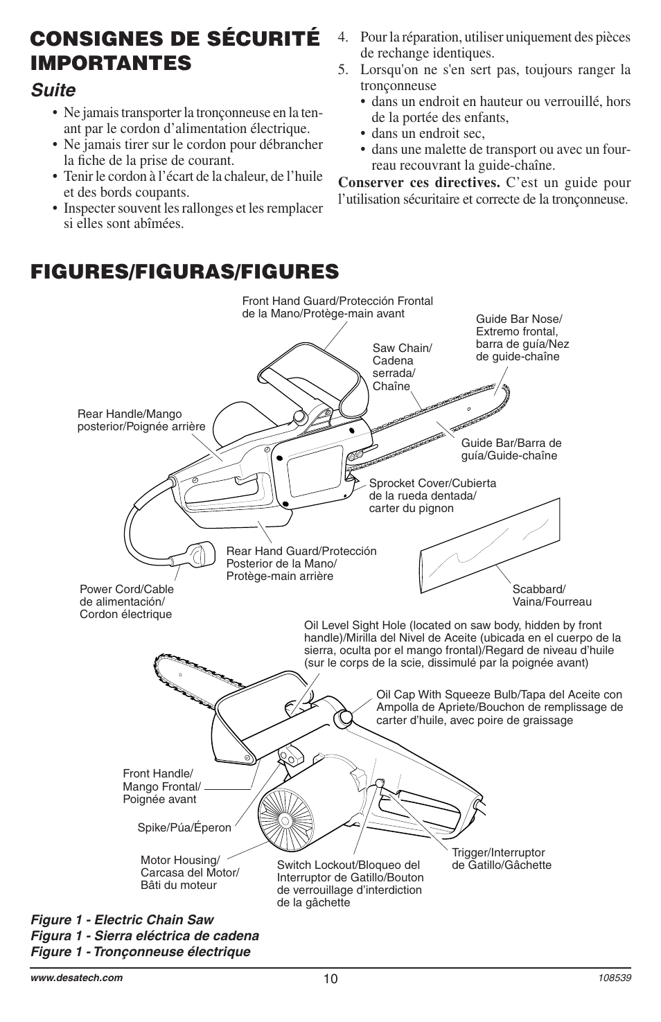 Consignes de sécurité importantes, Figures/figuras/figures, Suite | Remington 104316-04 User Manual | Page 10 / 52