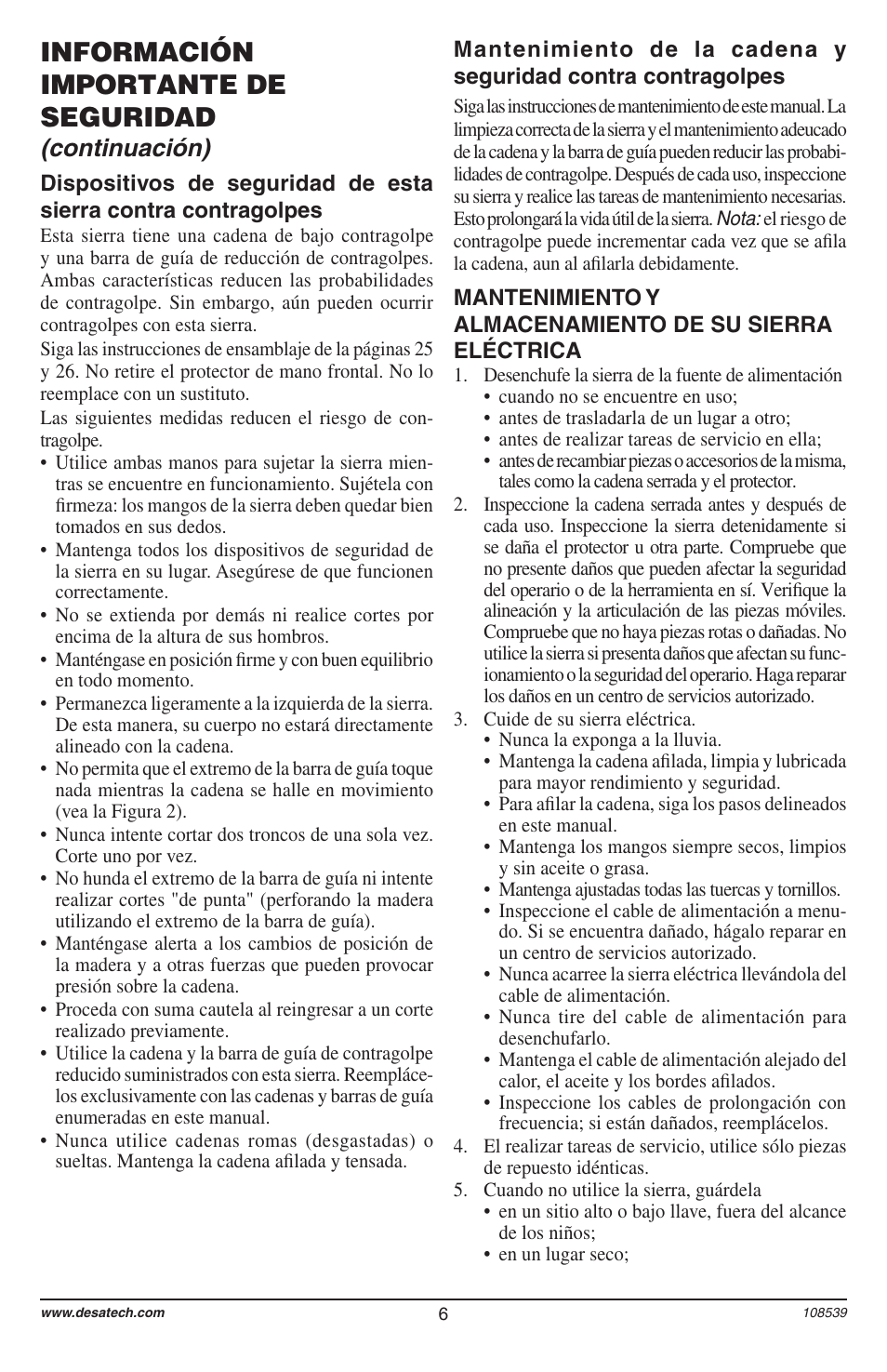 Información importante de seguridad, Continuación) | Remington 104316-04 User Manual | Page 6 / 52