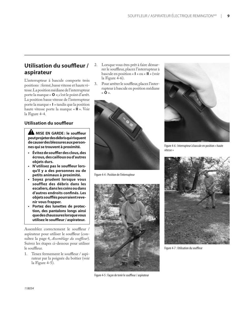 Utilisation du souﬄeur / aspirateur | Remington BV12199A User Manual | Page 51 / 60