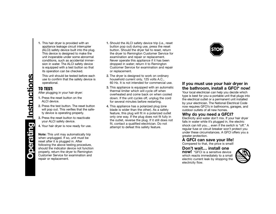 Operating instructions | Remington DS-1000 User Manual | Page 3 / 6
