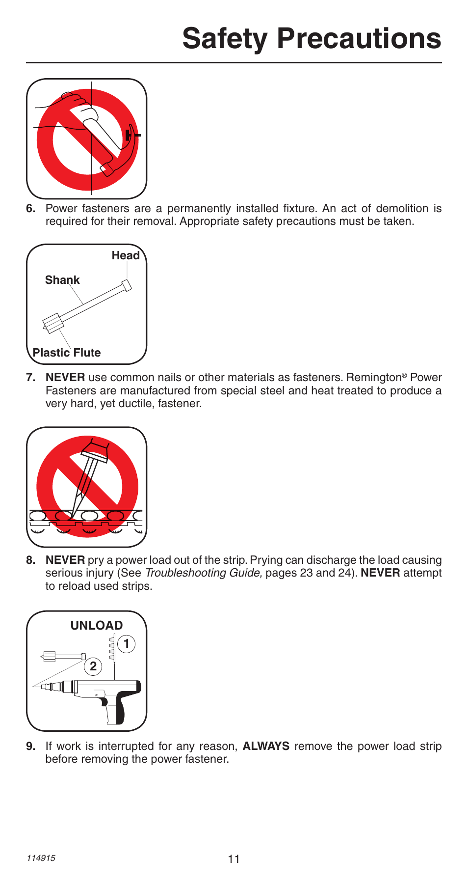 Safety precautions | Remington 498 User Manual | Page 11 / 88