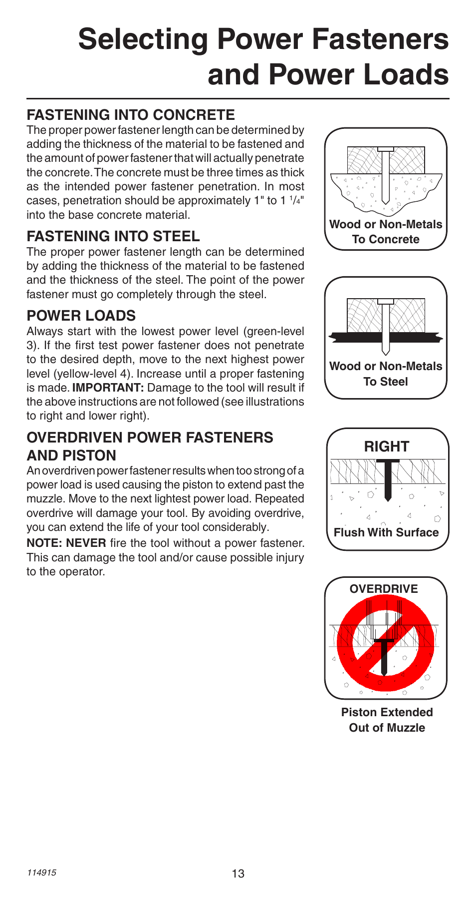 Selecting power fasteners and power loads | Remington 498 User Manual | Page 13 / 88