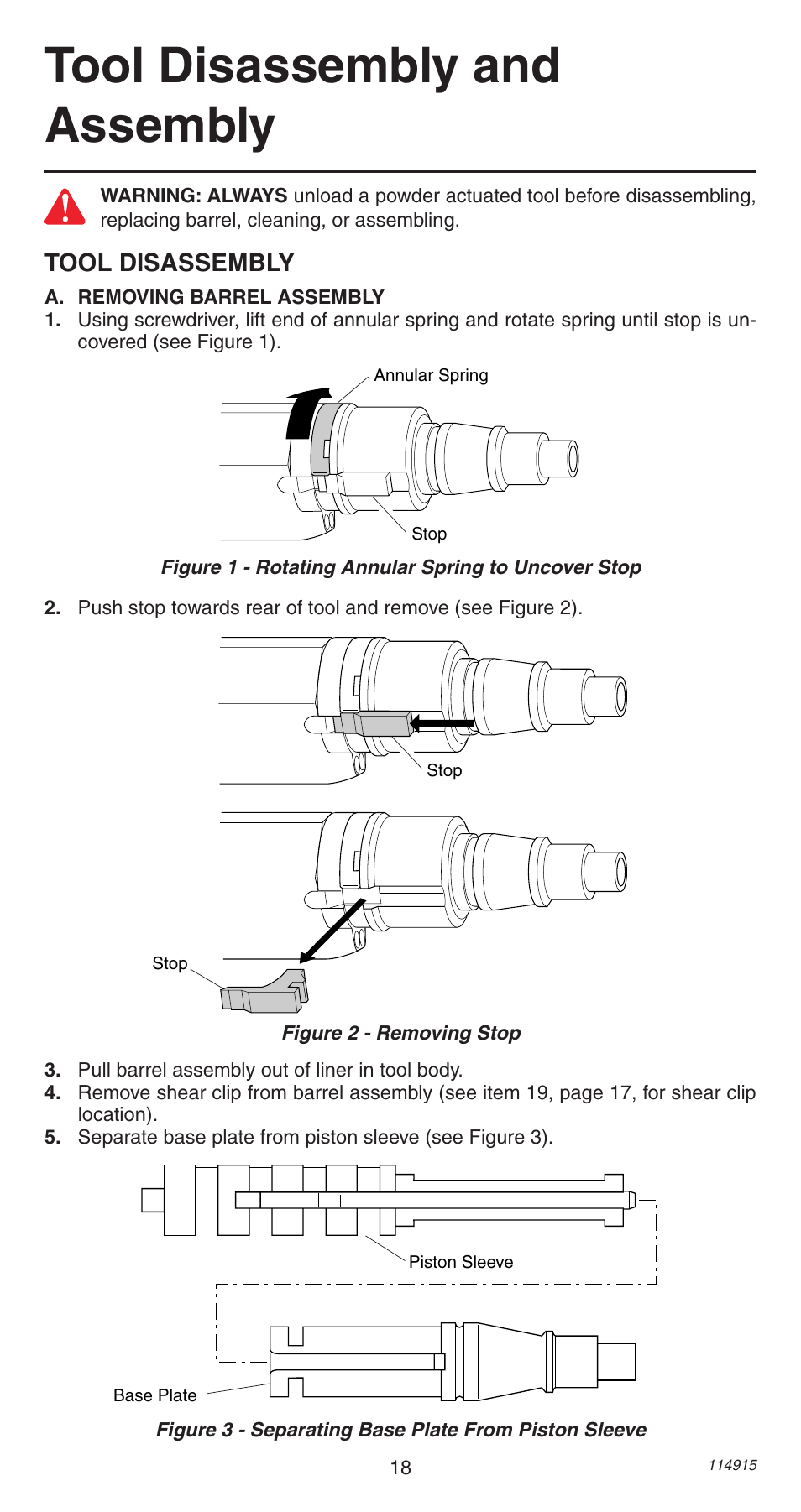 Tool disassembly and assembly, Tool disassembly | Remington 498 User Manual | Page 18 / 88