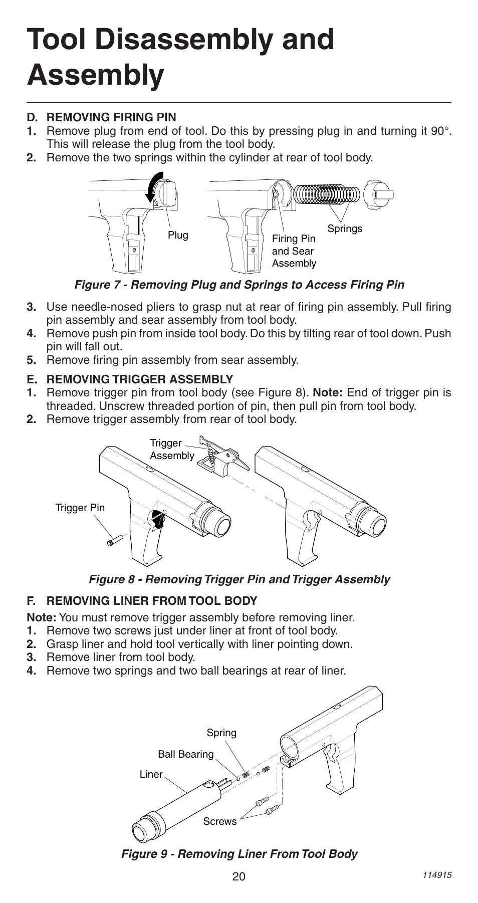 Tool disassembly and assembly | Remington 498 User Manual | Page 20 / 88