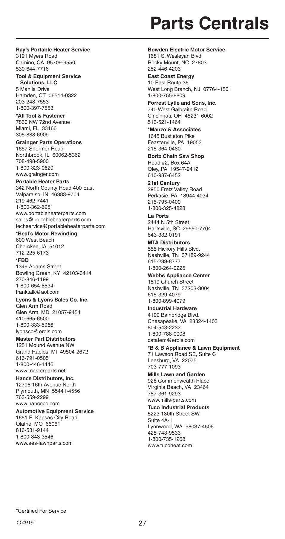 Parts centrals | Remington 498 User Manual | Page 27 / 88
