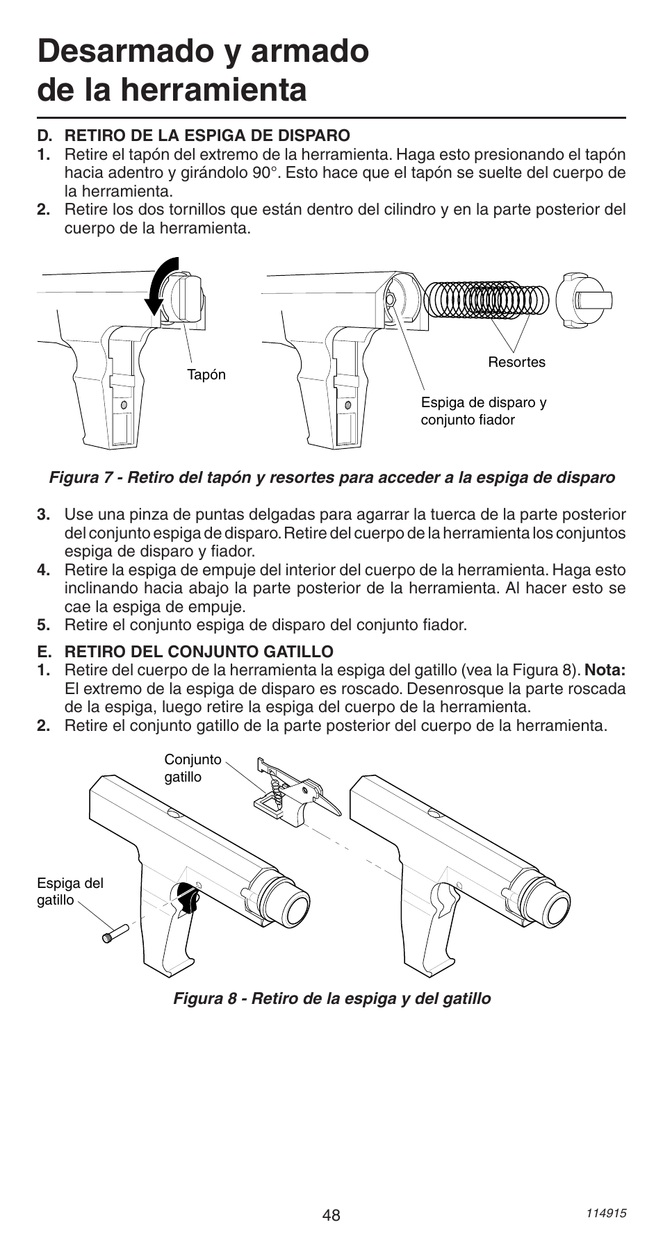 Desarmado y armado de la herramienta | Remington 498 User Manual | Page 48 / 88