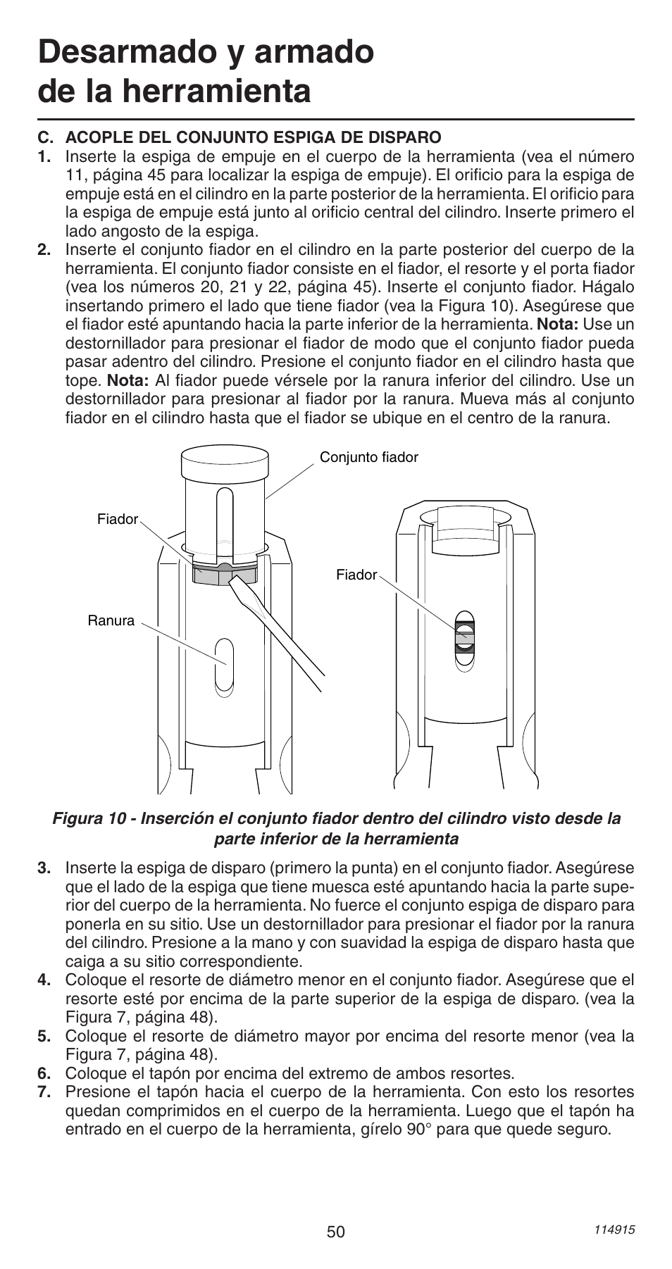 Desarmado y armado de la herramienta | Remington 498 User Manual | Page 50 / 88