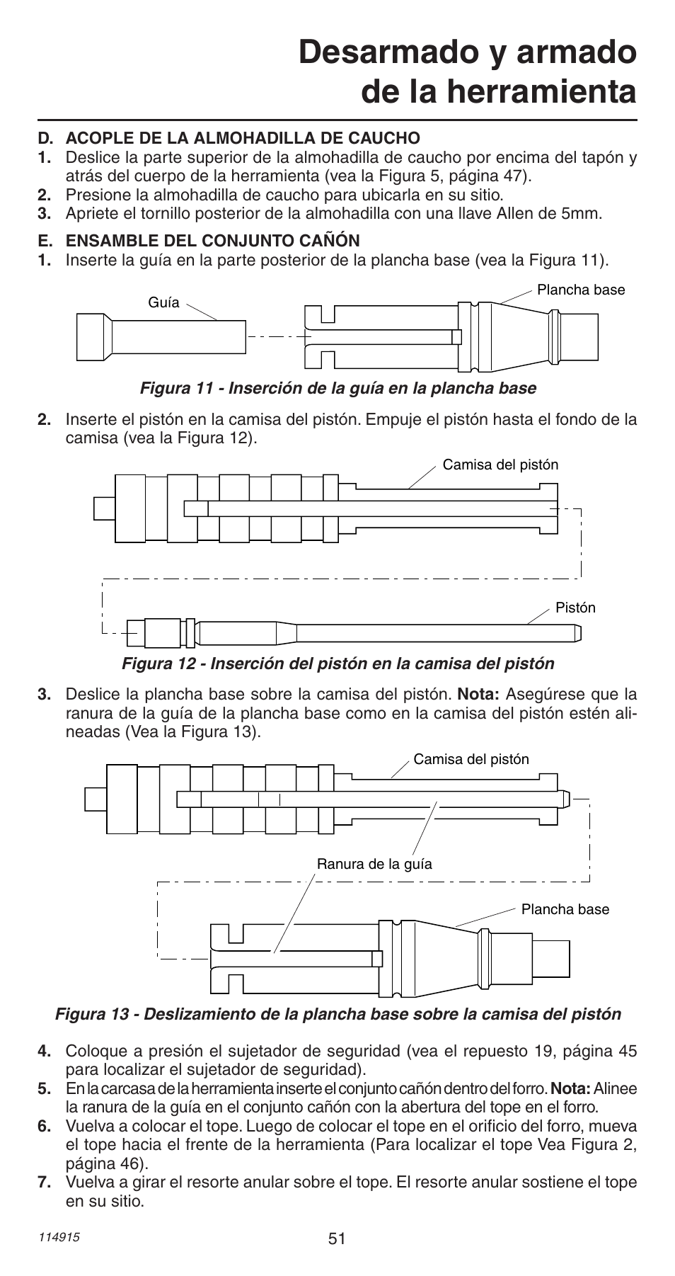 Desarmado y armado de la herramienta | Remington 498 User Manual | Page 51 / 88