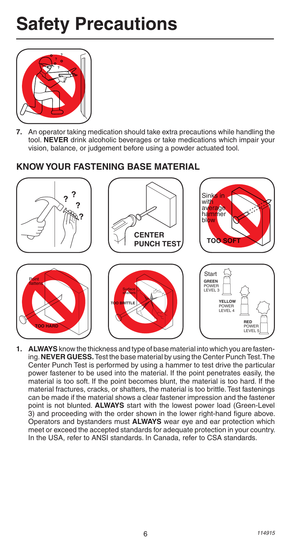 Safety precautions, Know your fastening base material | Remington 498 User Manual | Page 6 / 88
