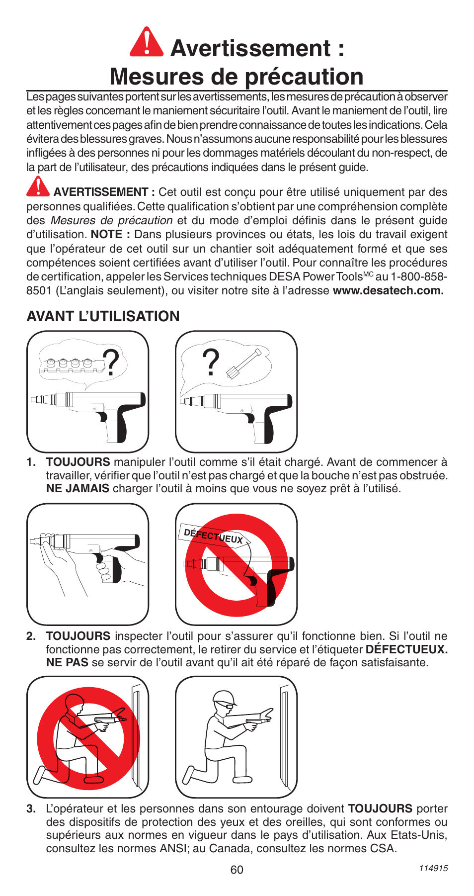 Avertissement : mesures de précaution | Remington 498 User Manual | Page 60 / 88