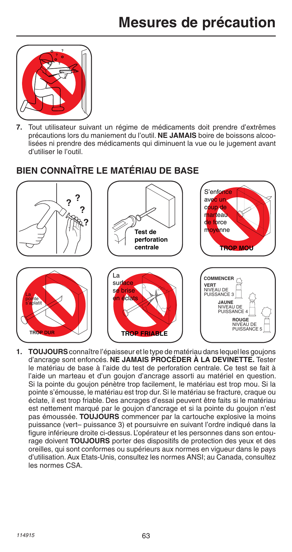 Mesures de précaution, Bien connaître le matériau de base | Remington 498 User Manual | Page 63 / 88
