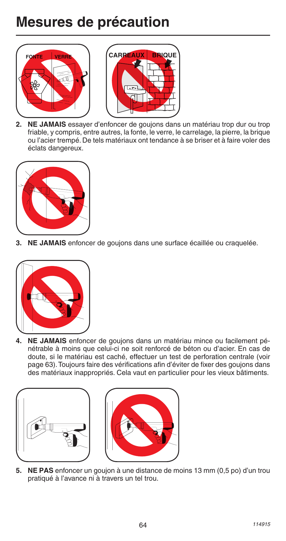 Mesures de précaution | Remington 498 User Manual | Page 64 / 88