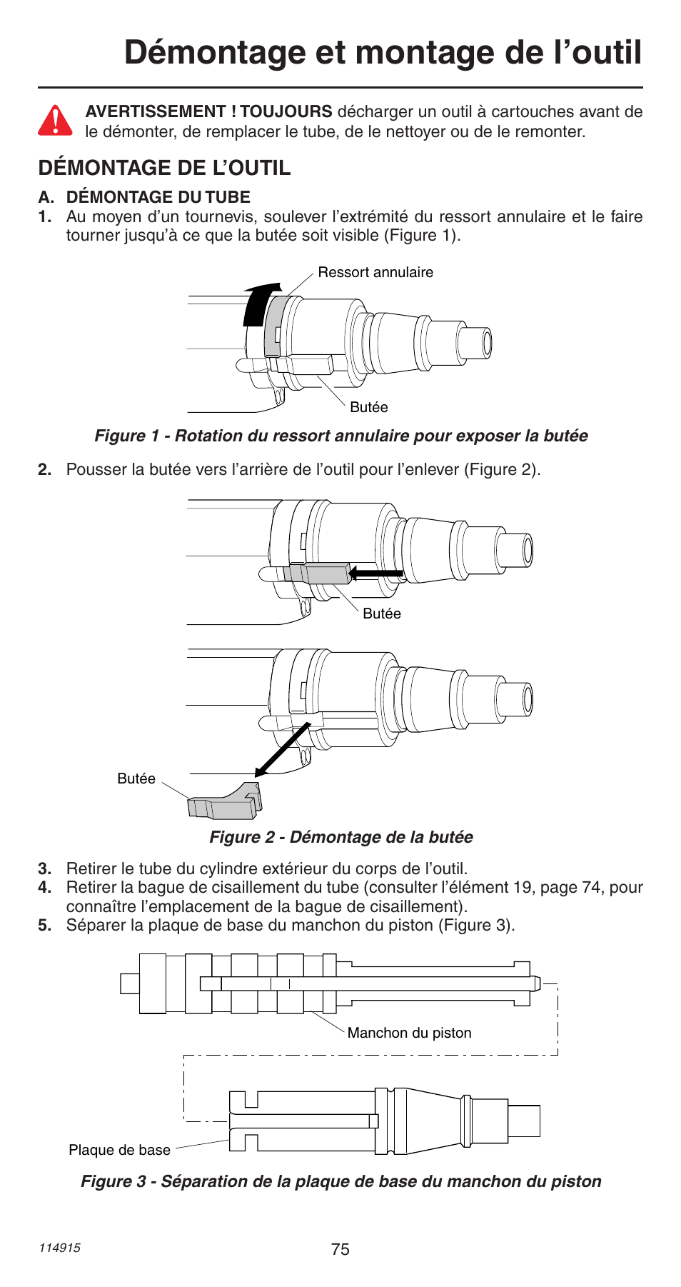 Démontage et montage de l’outil, Démontage de l’outil | Remington 498 User Manual | Page 75 / 88