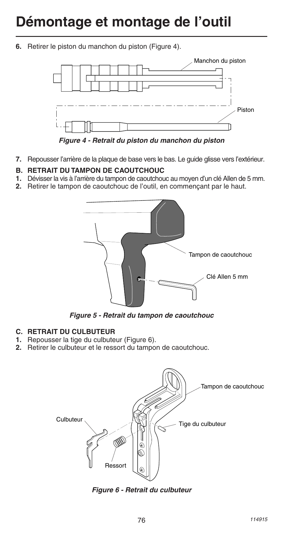 Démontage et montage de l’outil | Remington 498 User Manual | Page 76 / 88