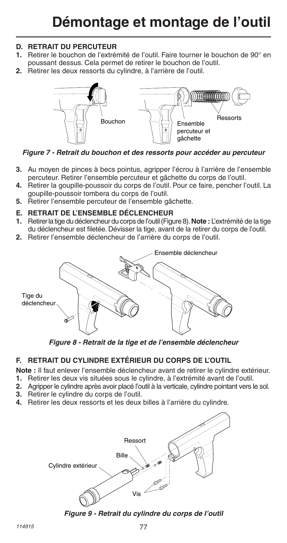 Démontage et montage de l’outil | Remington 498 User Manual | Page 77 / 88