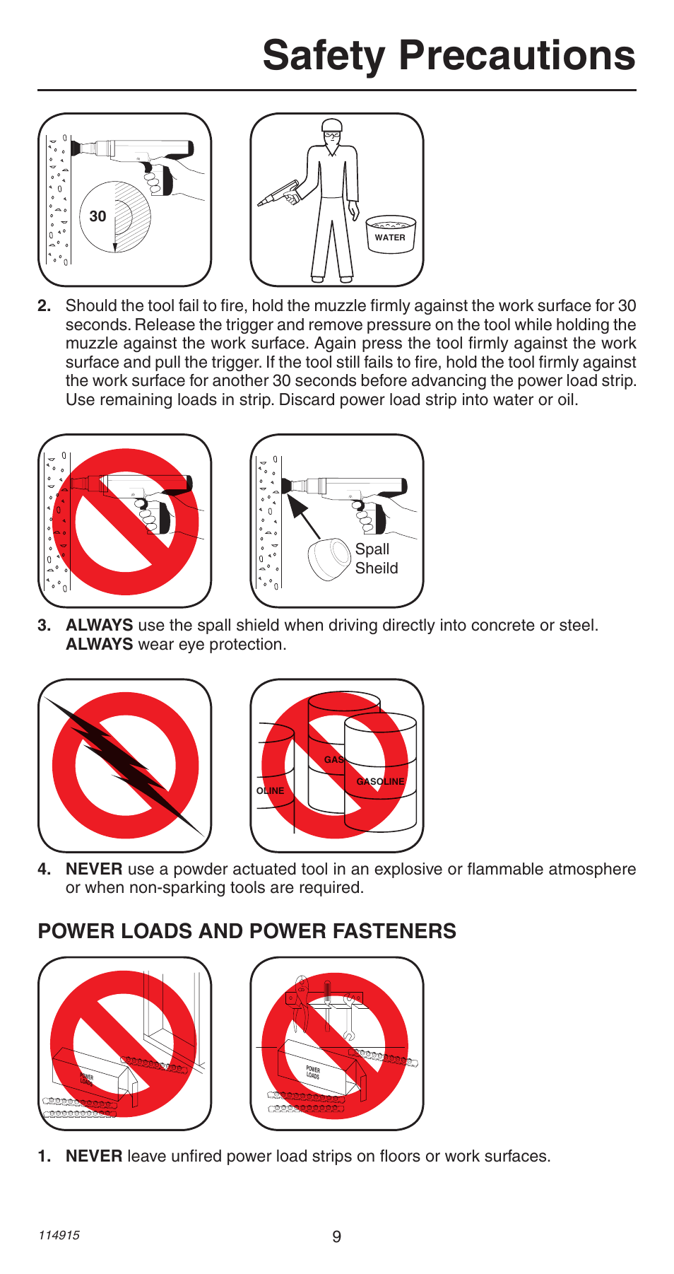 Safety precautions, Power loads and power fasteners | Remington 498 User Manual | Page 9 / 88