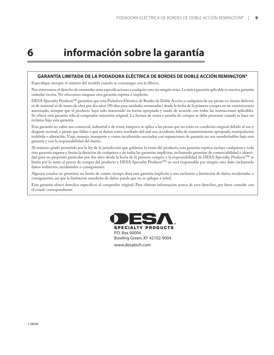 6información sobre la garantía | Remington HT3218A User Manual | Page 27 / 40