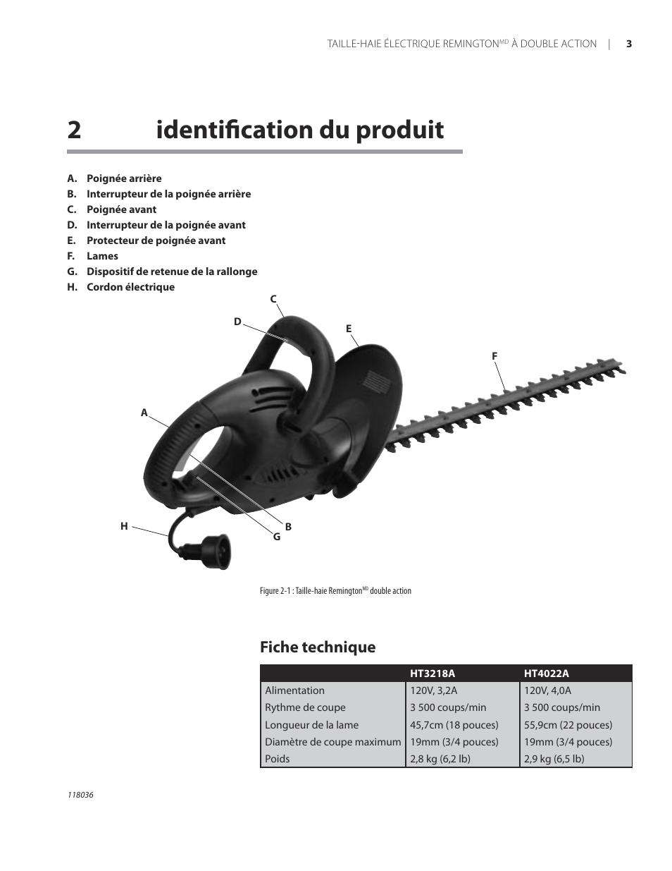 2identiﬁcation du produit, Fiche technique | Remington HT3218A User Manual | Page 34 / 40