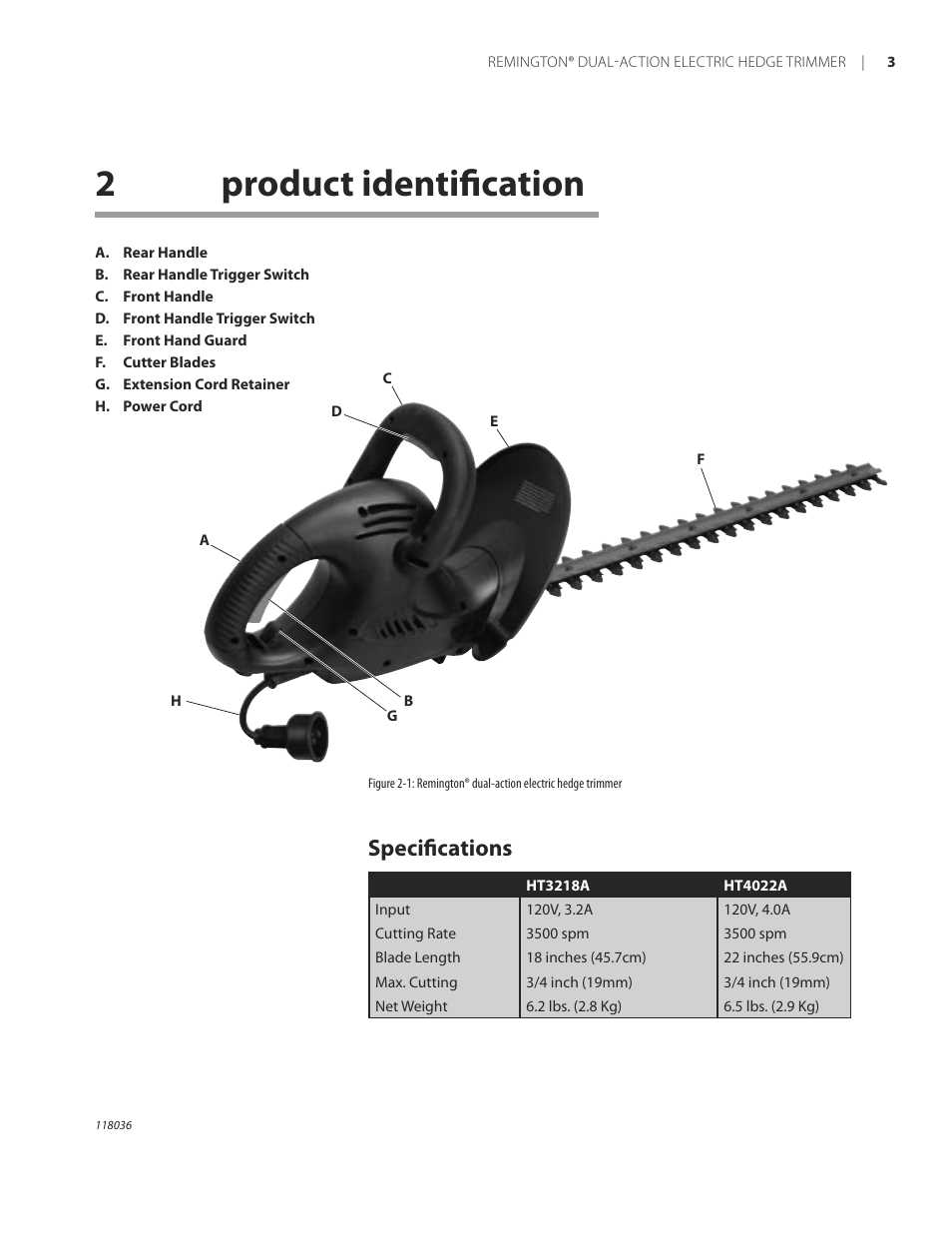 2product identiﬁcation, Speciﬁcations | Remington HT3218A User Manual | Page 7 / 40