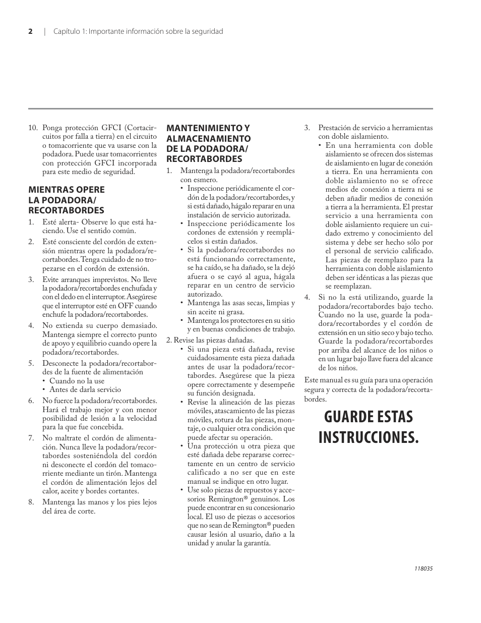 Guarde estas instrucciones | Remington ST3812B User Manual | Page 26 / 64