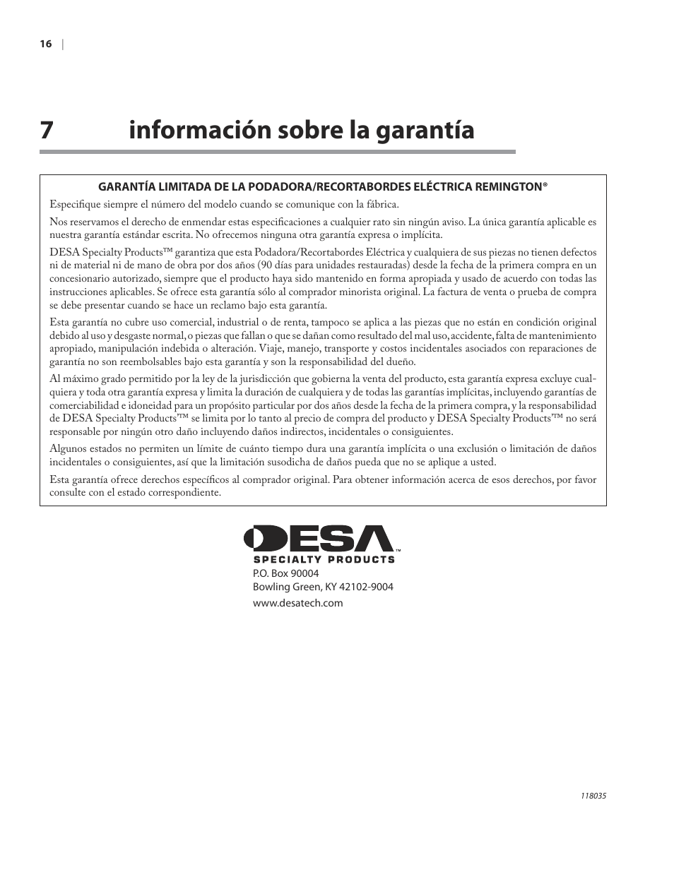 7información sobre la garantía | Remington ST3812B User Manual | Page 40 / 64