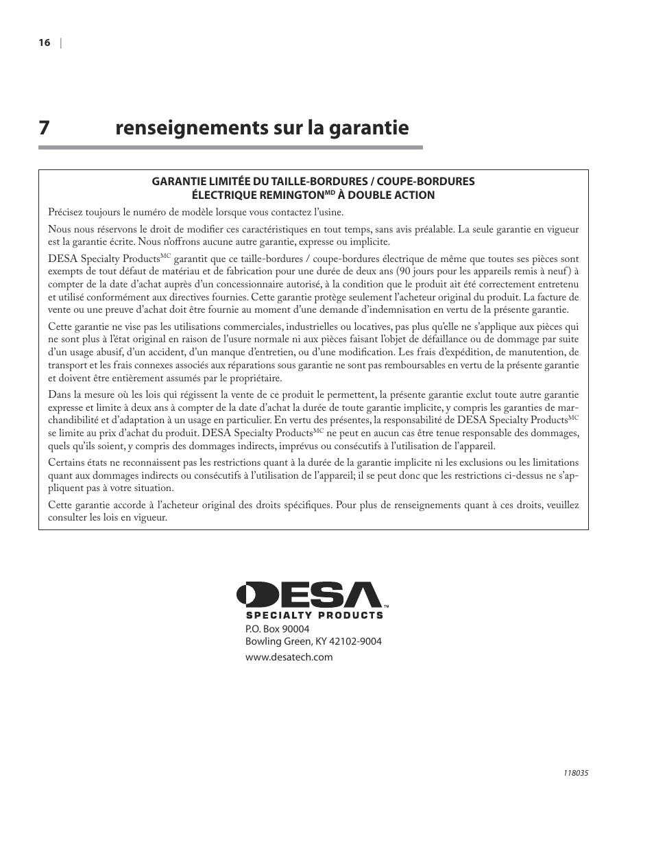 7renseignements sur la garantie | Remington ST3812B User Manual | Page 62 / 64