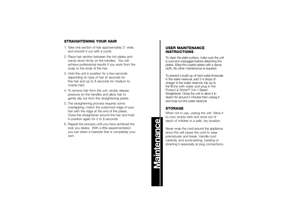 Maintenance | Remington C-1100i User Manual | Page 5 / 6