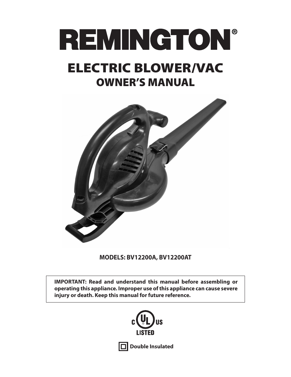 Remington BV12200A User Manual | 60 pages