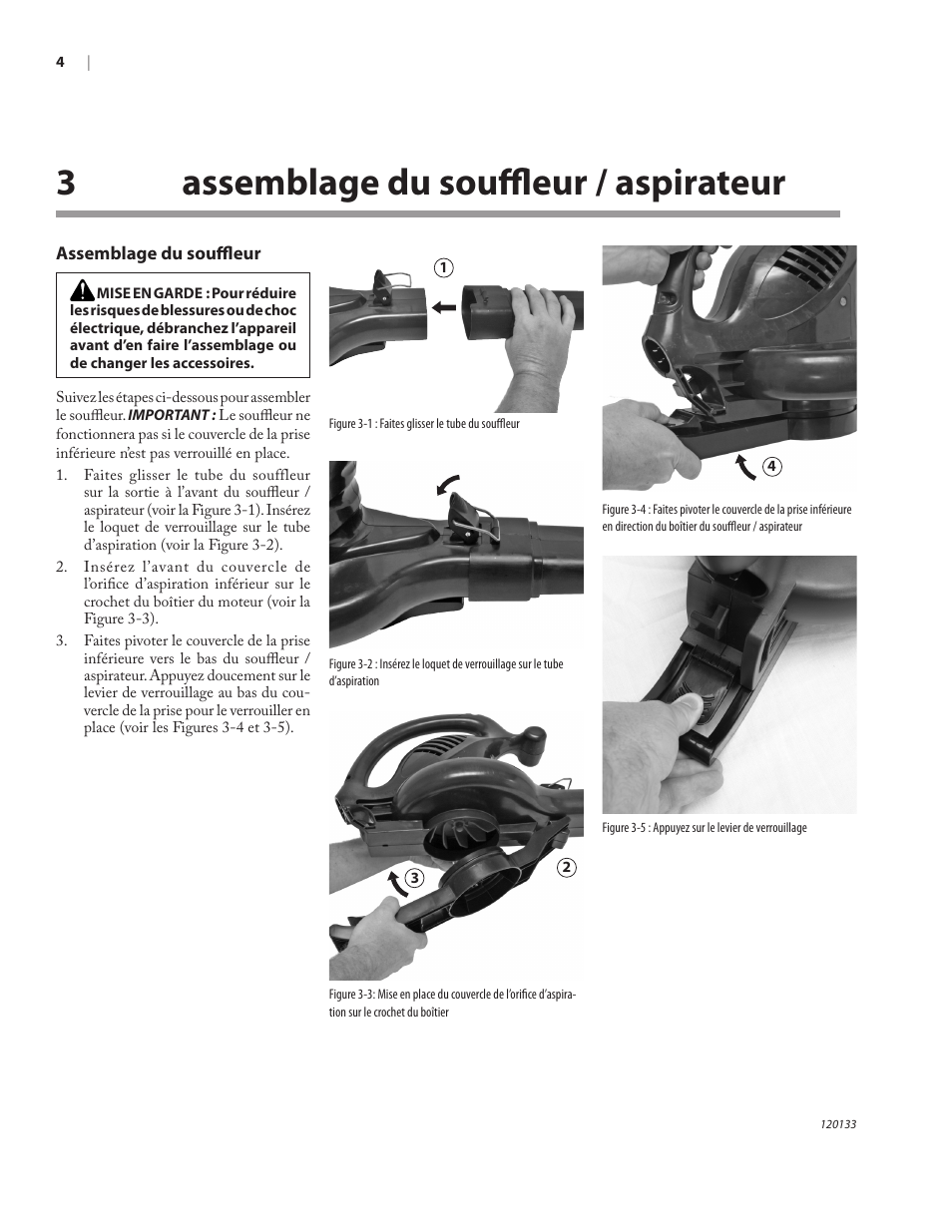 3assemblage du souffleur / aspirateur | Remington BV12200A User Manual | Page 46 / 60