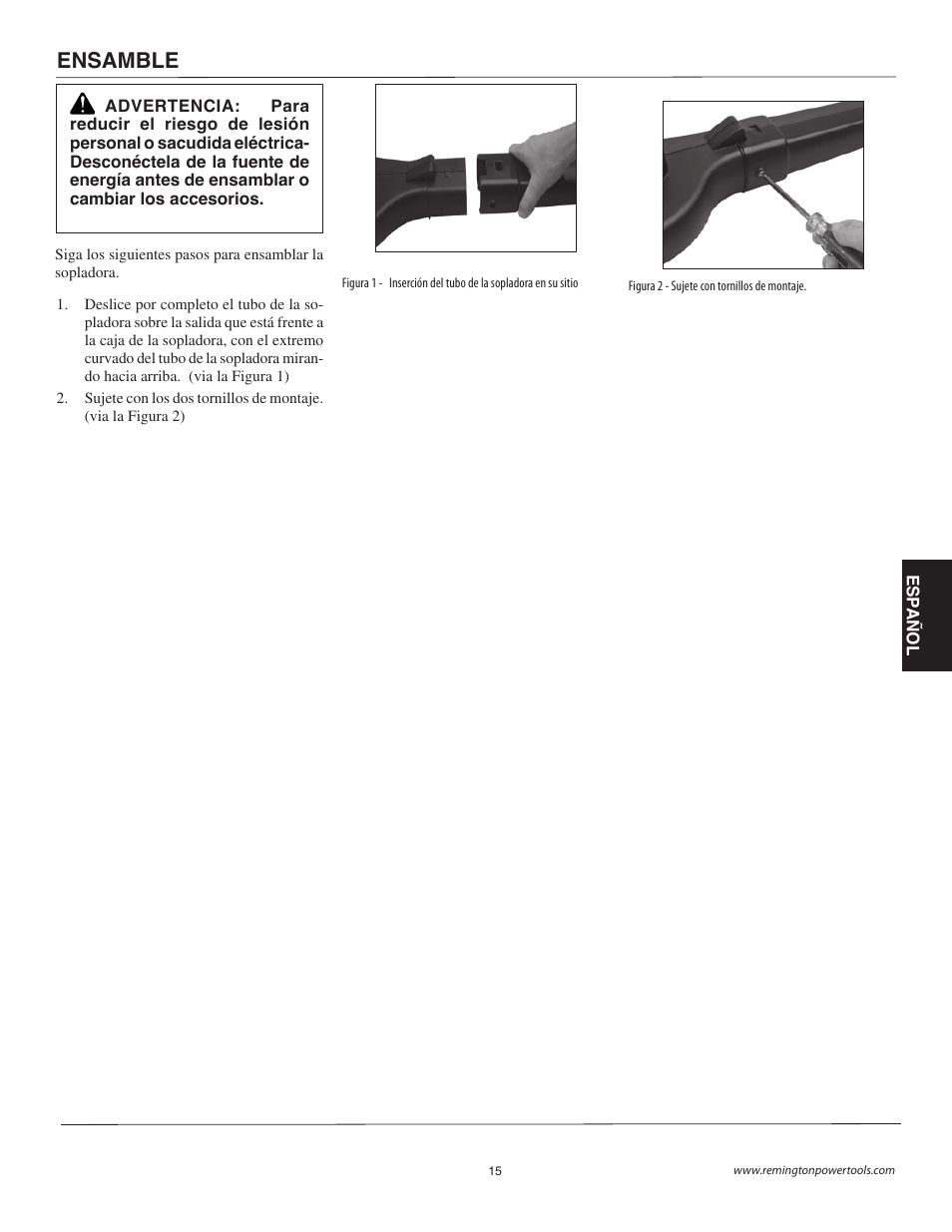 Ensamble | Remington B75150A User Manual | Page 15 / 31