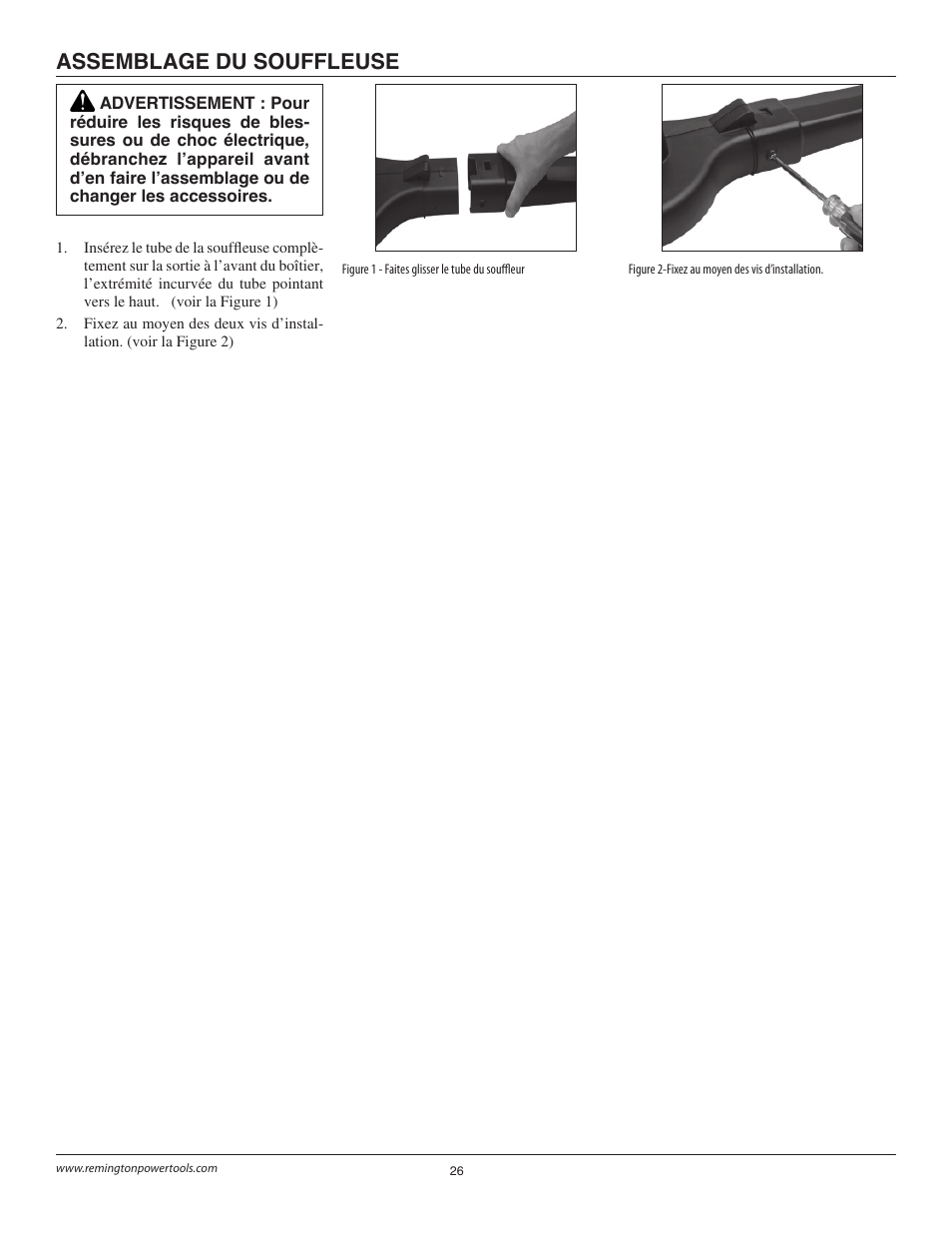 Assemblage du souffleuse | Remington B75150A User Manual | Page 25 / 31